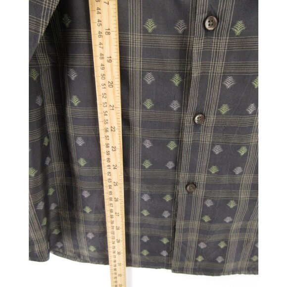 Tommy Bahama Shirt Large Silk Hawaiian Performance Plaid Palm AOP - Picture 5 of 11